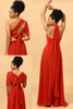 Załaduj obraz do przeglądarki galerii, Rdzawoczerwony Szyfonowa Zamienny Sukienka Dla Druhny