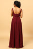 Załaduj obraz do przeglądarki galerii, Burgundia Wrap Szyfonowa Sukienka Dla Druhny z Rozcięciem
