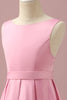 Załaduj obraz do przeglądarki galerii, Różowa satynowa sukienka dla druhen High Low Junior