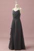 Załaduj obraz do przeglądarki galerii, Czarna sukienka dla druhen Halter Neck A-Line Junior z kaskadowymi falbanami