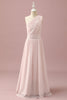 Załaduj obraz do przeglądarki galerii, Jasnoróżowy szyfon na jedno ramię Junior Bridesmaid Dress