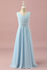 Załaduj obraz do przeglądarki galerii, Jasnoniebieska sukienka dla druhen z dekoltem w serek