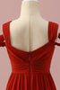 Załaduj obraz do przeglądarki galerii, Red Chiffon Cold Shoulder Junior Bridesmaid Dress