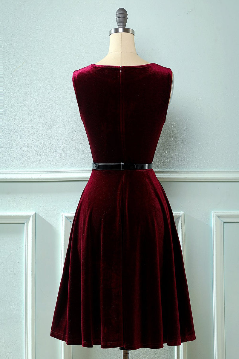 Załaduj obraz do przeglądarki galerii, Aksamitna sukienka vintage z lat 50.