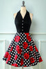 Załaduj obraz do przeglądarki galerii, Czarna róża kwiatowy polka kropki vintage sukienka