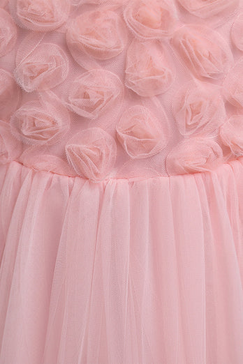 Różowa Sukienki Dziewczęce z kokardką