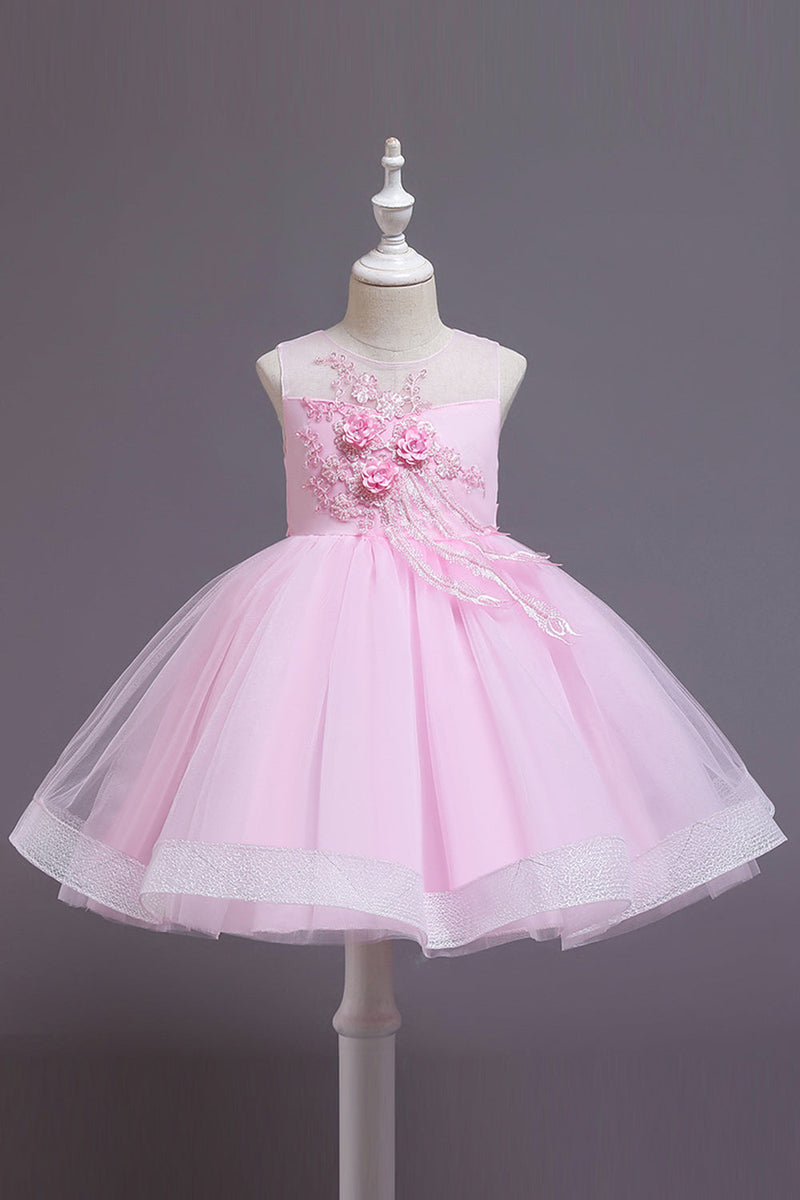 Załaduj obraz do przeglądarki galerii, Różowa Sukienki Dziewczęce z kwiatami