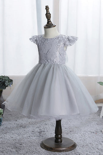Biała Sukienki Dziewczęce z Koronką