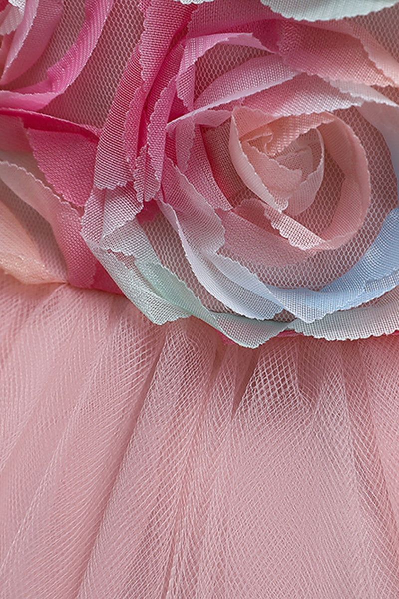 Załaduj obraz do przeglądarki galerii, Różowa Sukienki Dziewczęce z kwiatami i kokardką
