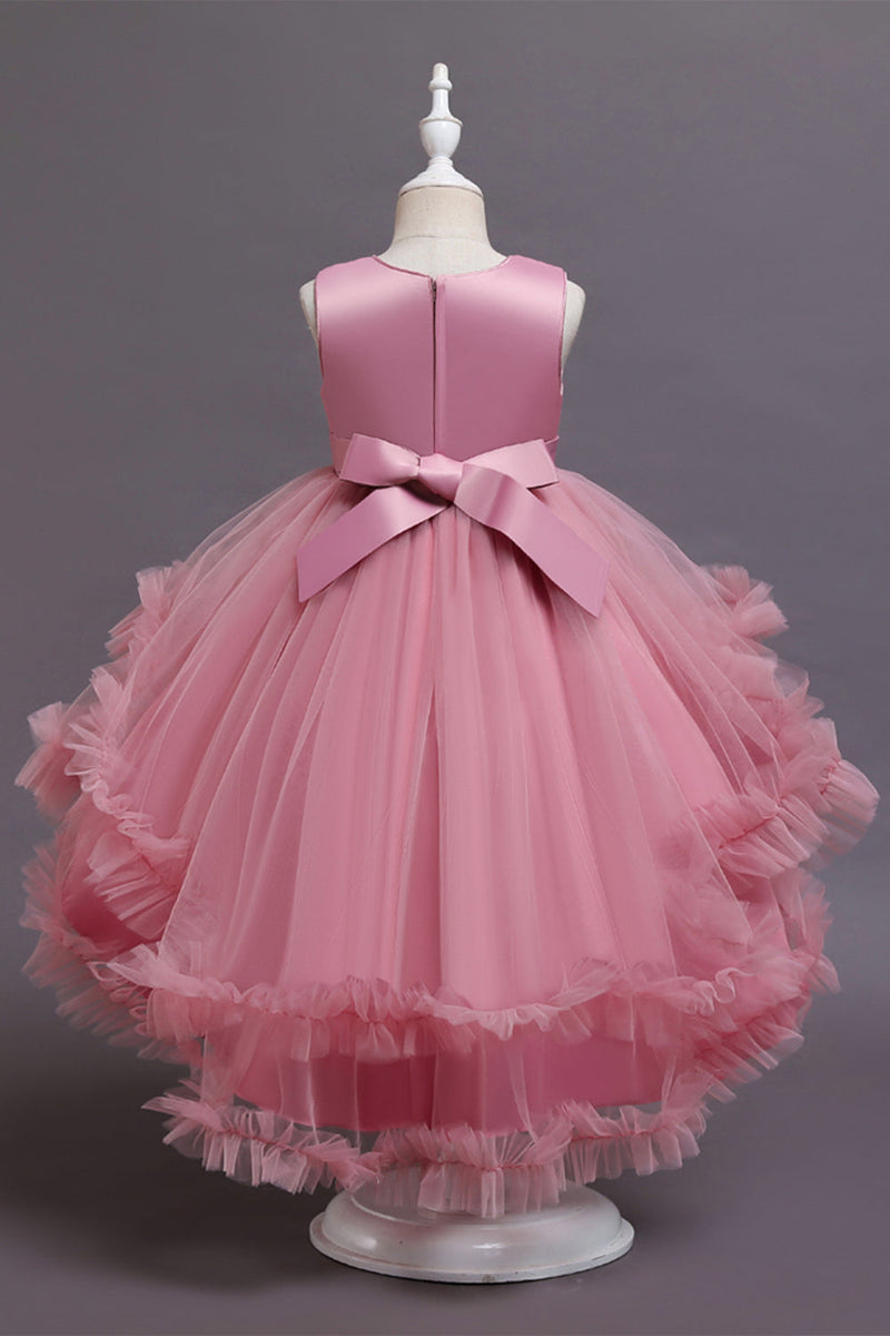 Załaduj obraz do przeglądarki galerii, Pudrowy Róż Asymetryczne Sukienki Dziewczęce