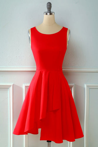 Czerwony  sukienka asymetryczna z lat 50.