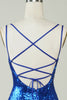 Załaduj obraz do przeglądarki galerii, Royal Blue Tight Sequins Backless Homecoming Dress