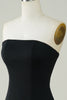 Załaduj obraz do przeglądarki galerii, Stylowa czarna krótka sukienka bez ramiączek z frędzlami