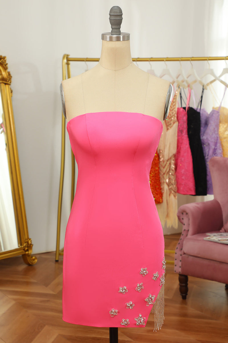 Załaduj obraz do przeglądarki galerii, Różowa obcisła sukienka Homecoming z gwiazdą i frędzlami