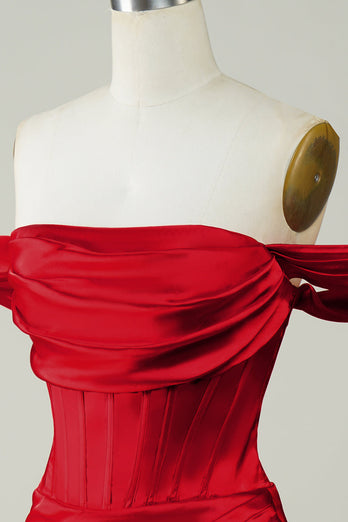 Czerwony z ramienia asymetryczny obcisły krótki homecoming sukienka