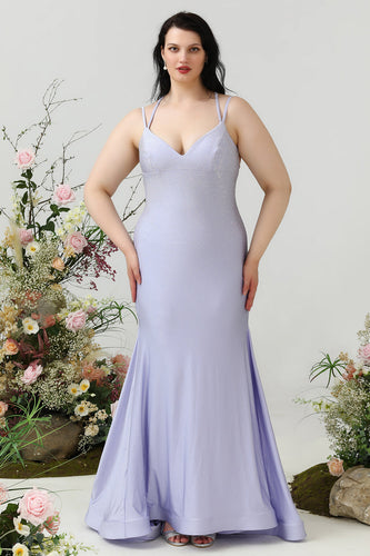 Plus Size Fioletowe Cienkich Ramiączkach Sukienki Wizytowe z Koralikami