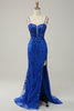 Załaduj obraz do przeglądarki galerii, Syrena Królewska Niebieska Długa Sukienki Na Studniówke z Rozcięciem