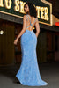 Załaduj obraz do przeglądarki galerii, Błyszcząca Niebieska Sukienki Syrena Na Studniówke Z Cekinami