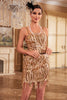 Załaduj obraz do przeglądarki galerii, Płaszcz Cienkich Ramiączkach Złote Cekiny Sukienka Lata 20 Wielki Gatsby z Frędzlami