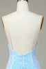 Załaduj obraz do przeglądarki galerii, Błyszczące paski spaghetti w pochwie Niebieskie cekiny Krótka sukienka Homecoming z plecami