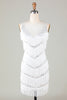 Załaduj obraz do przeglądarki galerii, Biała sukienka Bodycon V-Neck Cross Back Tassel Homecoming