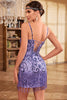 Załaduj obraz do przeglądarki galerii, Fioletowe Cekiny Sukienka Lata 20 Z Frędzlami