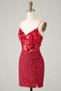 Załaduj obraz do przeglądarki galerii, Błyszczący czerwony gorset cekinowy lustro obcisła sukienka Homecoming