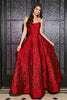 Załaduj obraz do przeglądarki galerii, Ciemnoczerwona Bez Ramiączek Elegancka Długa Sukienka Na Studniówkę Z 3D Kwiaty