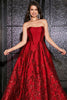Załaduj obraz do przeglądarki galerii, Ciemnoczerwona Bez Ramiączek Elegancka Długa Sukienka Na Studniówkę Z 3D Kwiaty