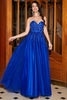 Załaduj obraz do przeglądarki galerii, Królewska Niebieska Sukienka Na Studniówkę Z Długimi Koralikami Z Dodatkiem