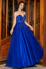 Załaduj obraz do przeglądarki galerii, Królewski Niebieski Dekolt W Kształcie Serca Sukienka Na Studniówkę Z Koralikami