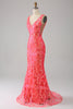 Załaduj obraz do przeglądarki galerii, Błyszcząca Coral Cekinowa Sukienka Syrena Na Studniówkę