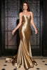 Załaduj obraz do przeglądarki galerii, Syrena Sznurowana Z Tyłu Złota Długa Sukienka Na Studniówkę