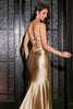Załaduj obraz do przeglądarki galerii, Syrena Sznurowana Z Tyłu Złota Długa Sukienka Na Studniówkę