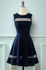Załaduj obraz do przeglądarki galerii, Granatowa sukienka swingowa z lat 50.