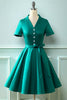 Załaduj obraz do przeglądarki galerii, Armia Zielony dekolt w serek 1950 sukienka z Bowknot