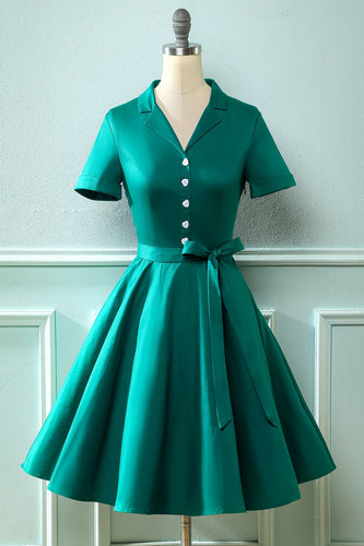 Armia Zielony dekolt w serek 1950 sukienka z Bowknot