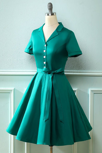 Armia Zielony dekolt w serek 1950 sukienka z Bowknot