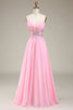 Załaduj obraz do przeglądarki galerii, Różowa Gorsetowa Sukienki Na Studniówke w Kształcie Litery A z Plisowaniem