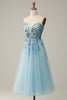 Załaduj obraz do przeglądarki galerii, Linia Błyszcząca Niebieska Midi Sukienki Na Studniówke Z Gorsetem