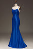 Załaduj obraz do przeglądarki galerii, Prosta Królewska Niebieska Satynowa Syrenka Długa Sukienka Na Studniówkę
