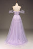 Załaduj obraz do przeglądarki galerii, Liliowy Z Odkrytymi Ramionami Tiulowa Sukienka Na Studniówkę Księżniczki Z Rozcięciem