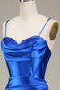 Załaduj obraz do przeglądarki galerii, Królewska Niebieska Cienkich Ramiączkach Syrenka Długa Sukienka Na Studniówkę Z Rozcięciem