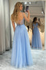 Załaduj obraz do przeglądarki galerii, Linia Jasnoniebieska Tiulowa Długa Gorset Sukienka Na Studniówkę
