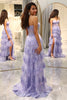 Załaduj obraz do przeglądarki galerii, Dekolt W Kształcie Serca Fioletowe Sukienki Na Studniówke z Rozcięciem