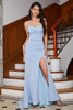 Załaduj obraz do przeglądarki galerii, Błyszcząca Niebieski Sukienka Syrenka Na Studniówkę z Rozcięciem
