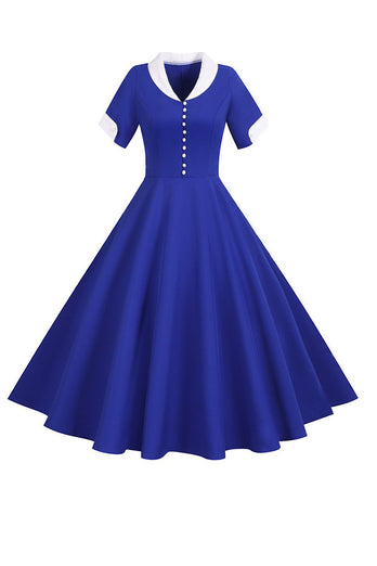 Niebieska Przycisk Sukienki Lata 50