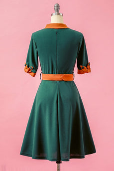 Zielona Bowknot Sukienki Lata 50 W Pas