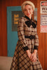 Załaduj obraz do przeglądarki galerii, Kawa Gingham Vintage 1950s Sukienka z rękawami