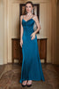 Załaduj obraz do przeglądarki galerii, Niebieska Długa Cienkich Ramiączkach Sukienki Wieczorowe